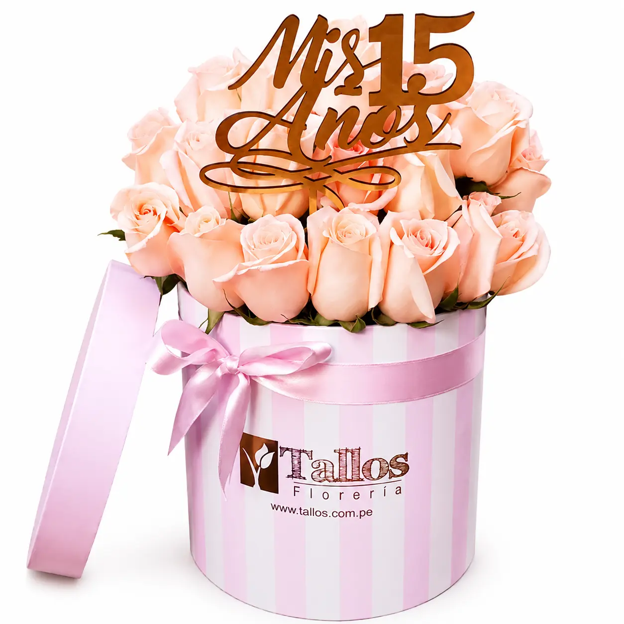 box de quinceañera con flores para regalo delivery de flores hoy en Lima